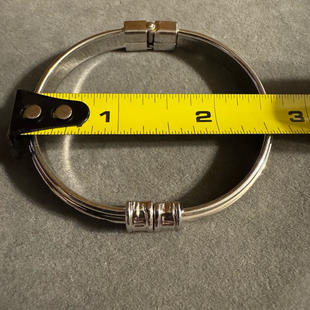 Silver Tone Statement Hinged Cuff Bracelet - image 3